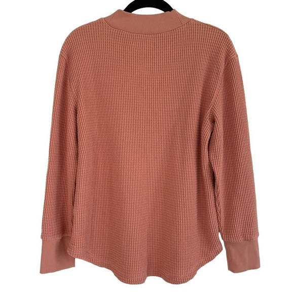 Madewell Mock Neck Waffle Knit T-shirt In Burnished Blush, Size S - Picture 4 of 7